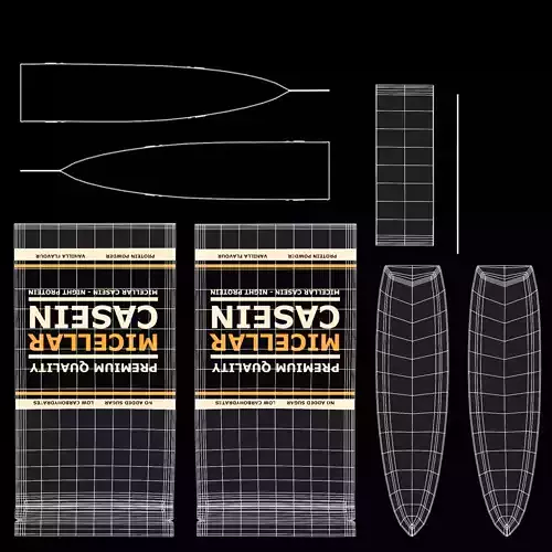 Micellar Casein - Product Concept Packaging Low-poly 3D model 7