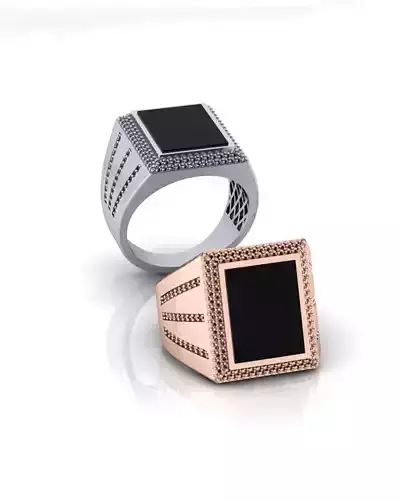 rectangle halo signet men jewelry ring 