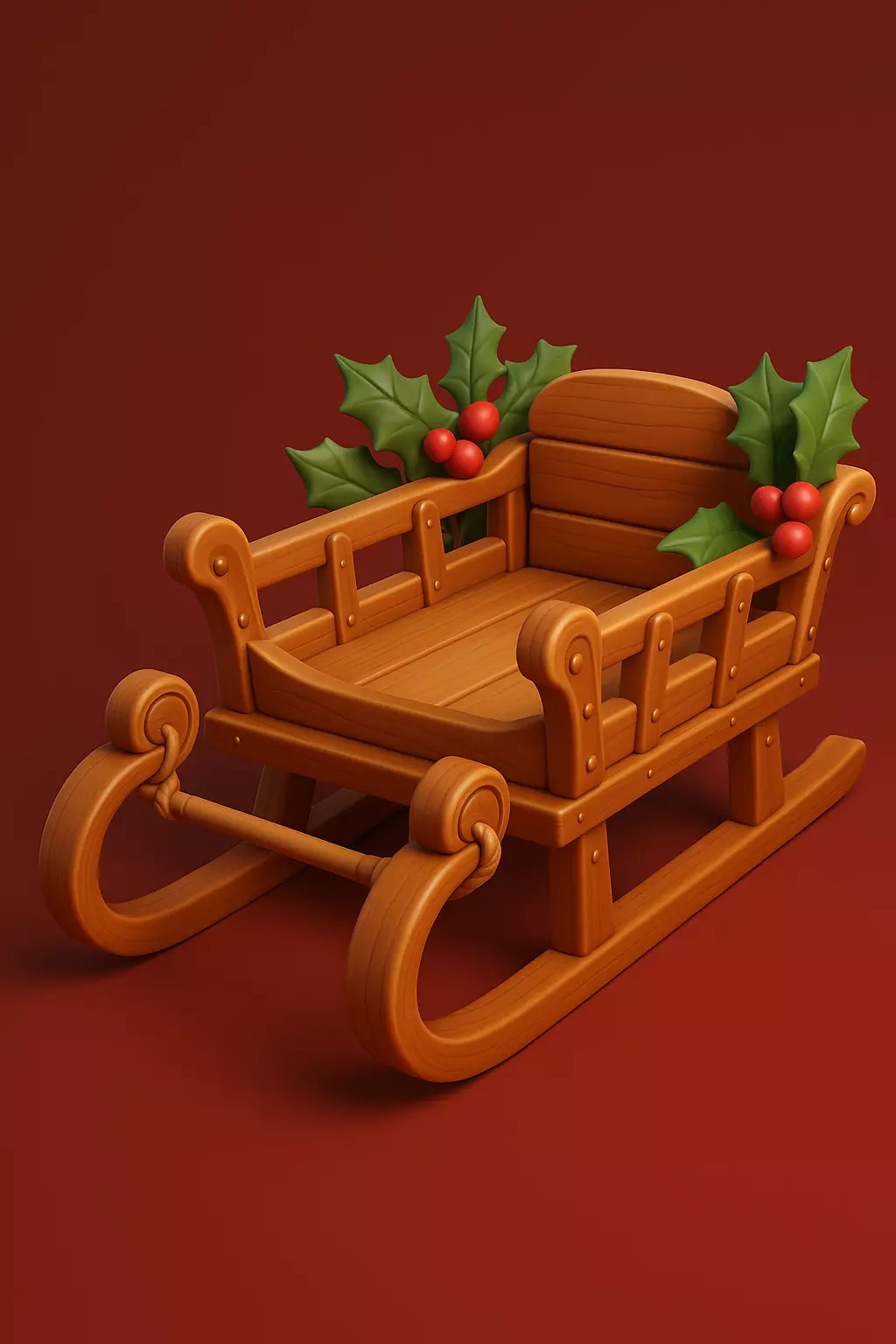 Classic Wooden Christmas Sleigh 3D print model_0