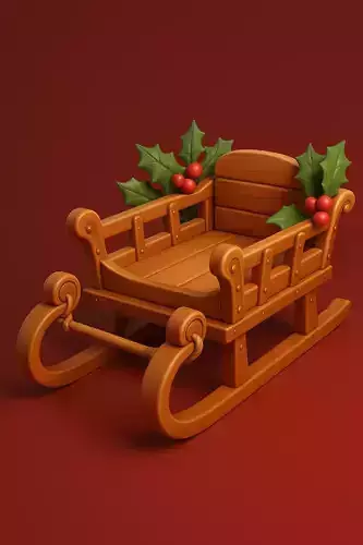 Classic Wooden Christmas Sleigh 3D print model