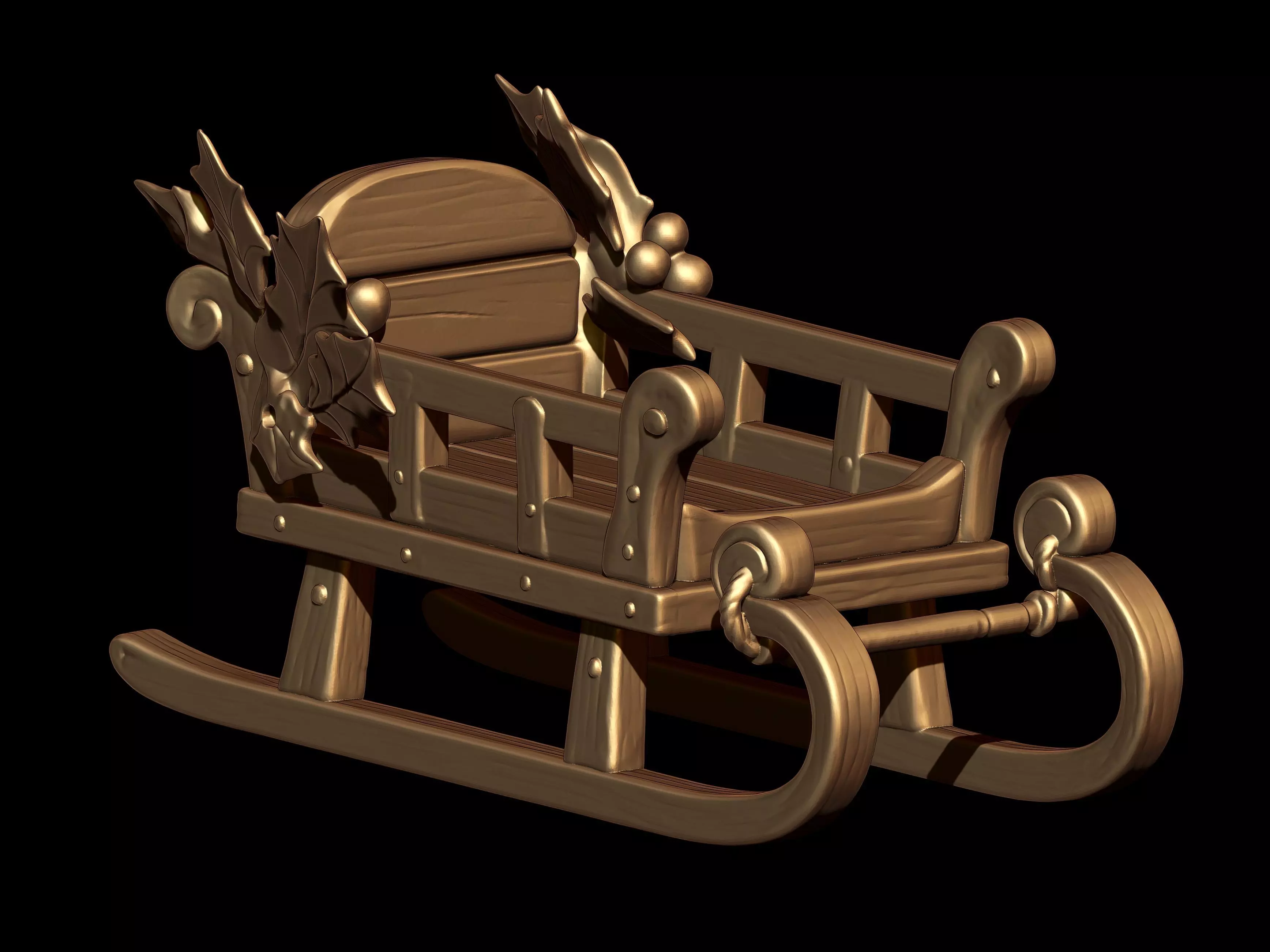 Classic Wooden Christmas Sleigh 3D print model_2