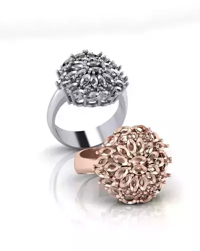 round and marquise high jewelry ring 