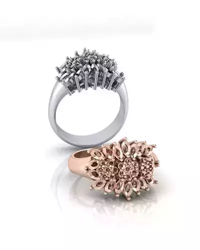 flower setting and marquise jewelry ring 