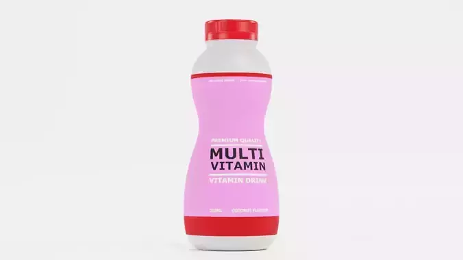 Multivitamin Drink - Product Concept Packaging Low-poly 3D model 2