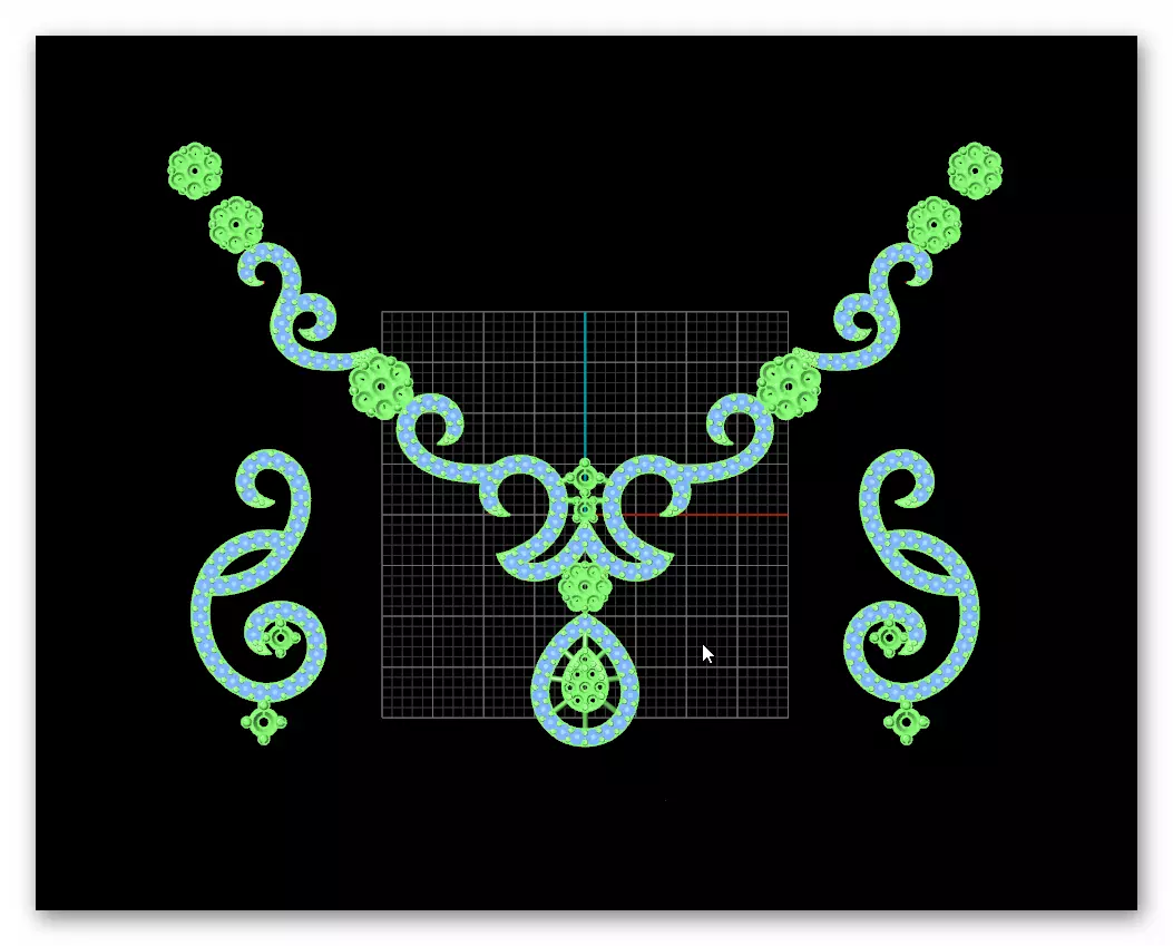 flower setting pave setting jewelry set earring and pendant 3D print model_2