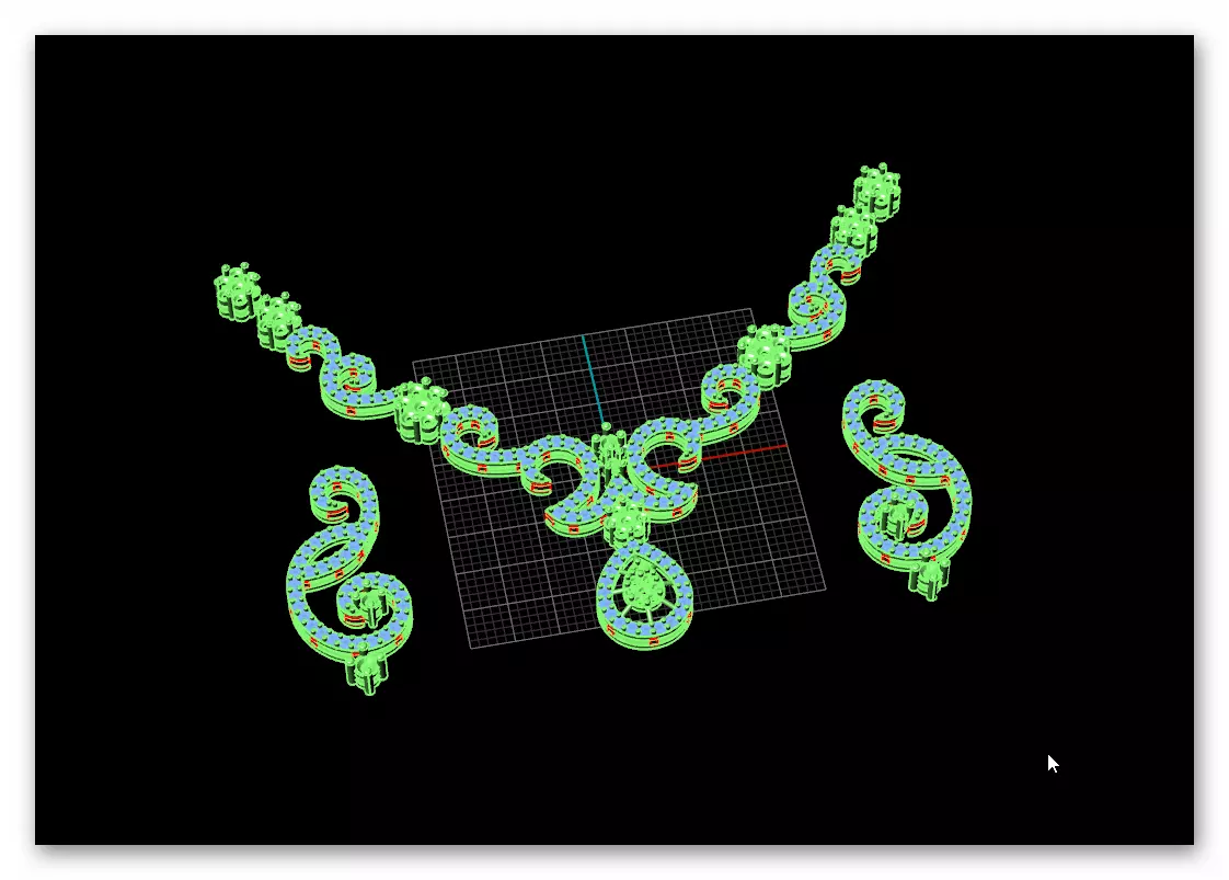 flower setting pave setting jewelry set earring and pendant 3D print model_1