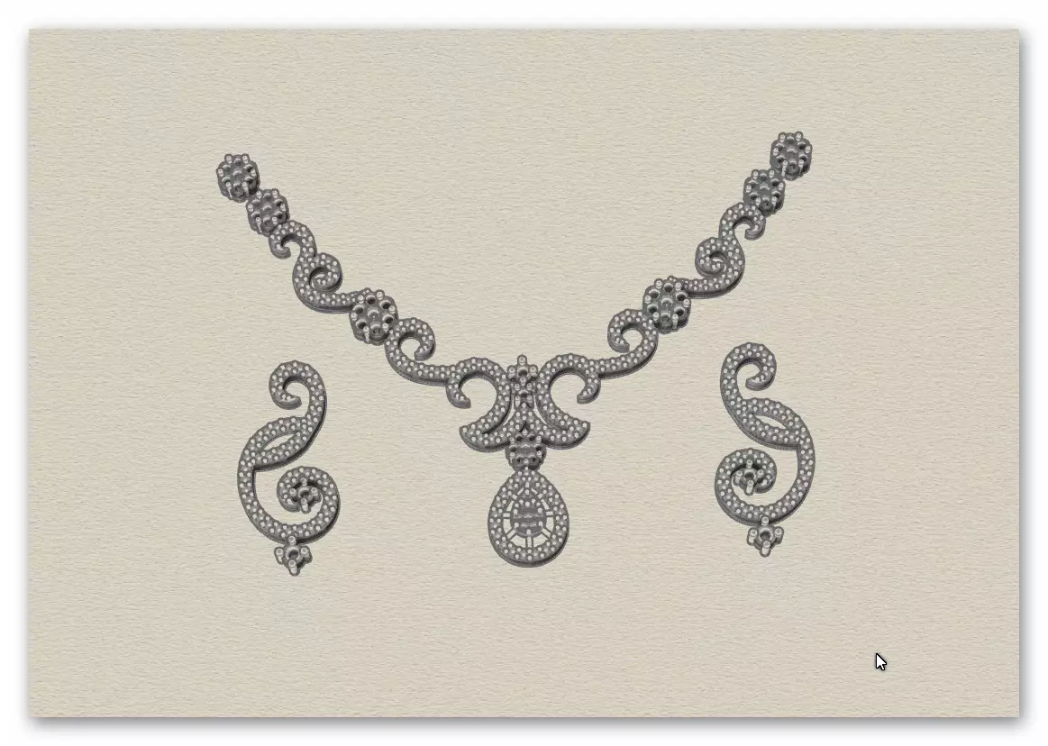 flower setting pave setting jewelry set earring and pendant 3D print model_3