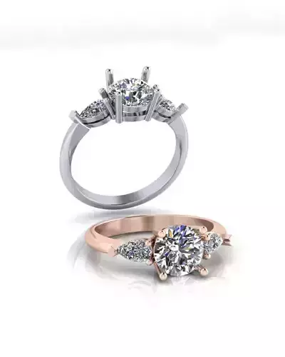 round and pear engagement jewelry ring 