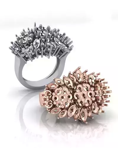 flower setting and marquise jewelry ring