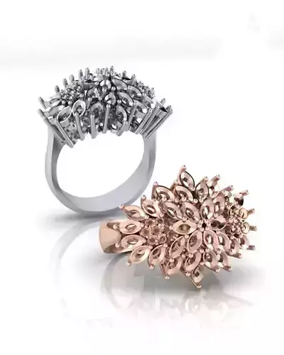 marquise halo and flower setting jewelry ring 