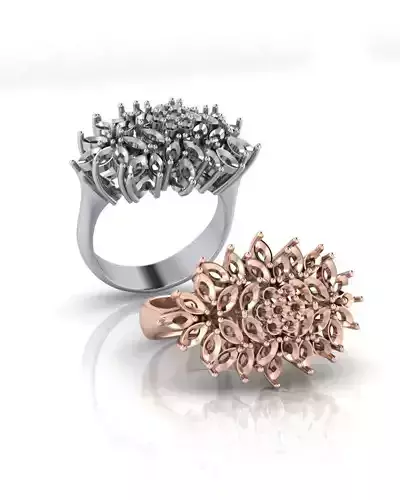 flower setting and marquise jewelry ring 
