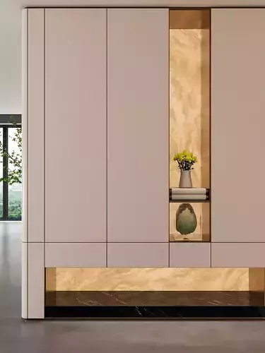 Modern Luxury Built-in Cabinet with Marble Accent and Decor