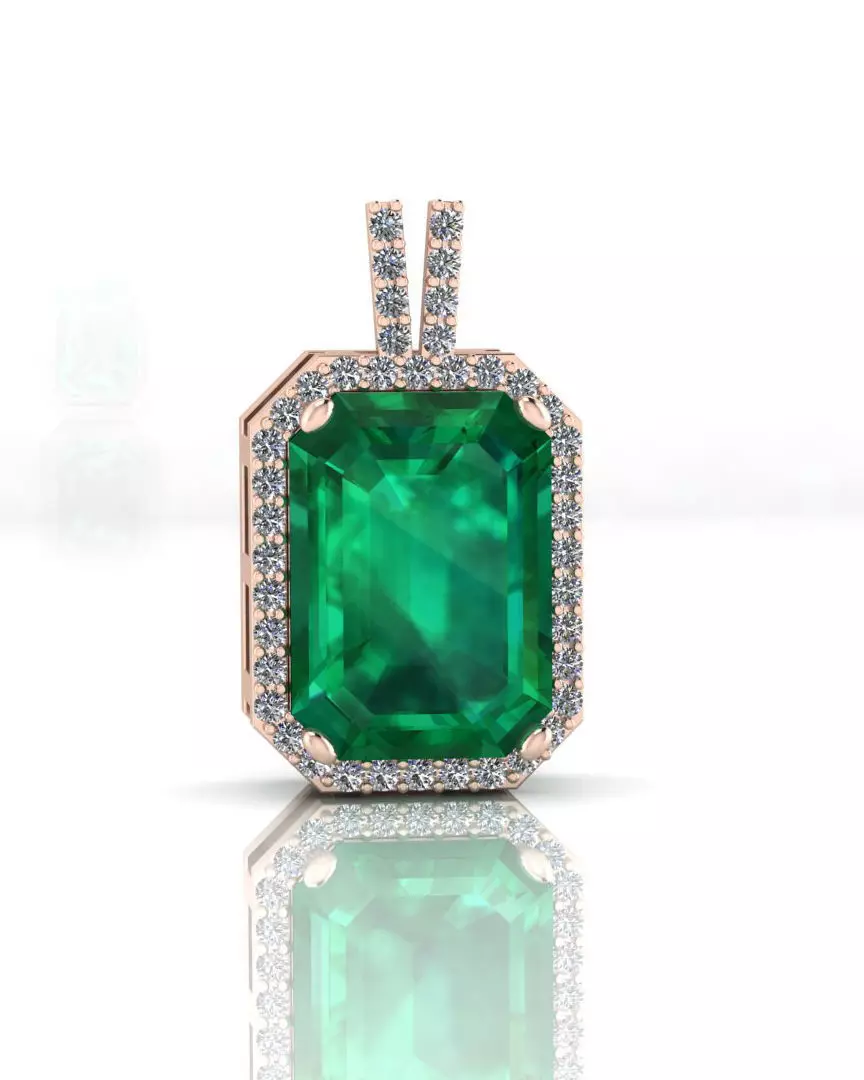 emerald halo jewelry pendant 3D print model_0