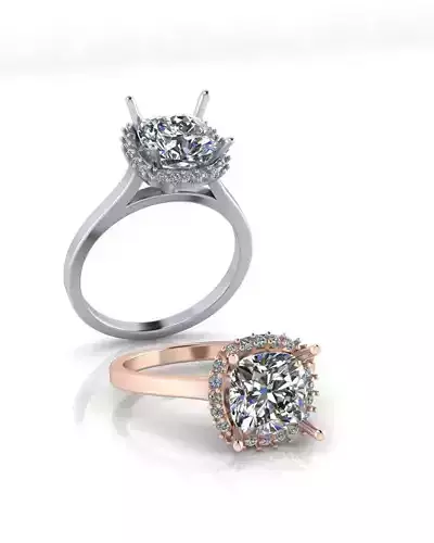 cushion halo engagement jewelry ring 