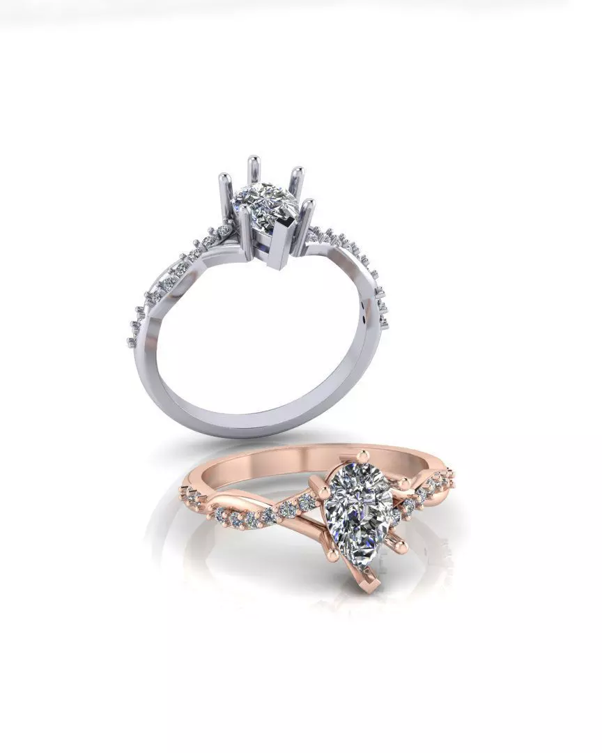 pear bypass jewelry ring  3D print model_0