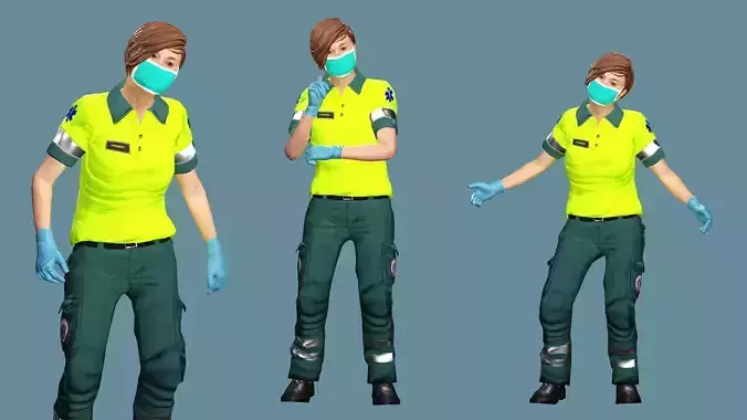 Realistic Rigged Construction Workers Woman 01 Character  Low-poly 3D model