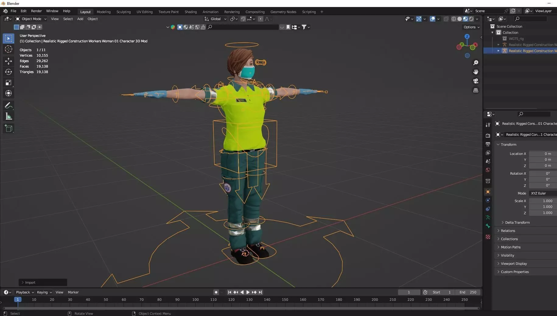 Realistic Rigged Construction Workers Woman 01 Character  Low-poly 3D model_7
