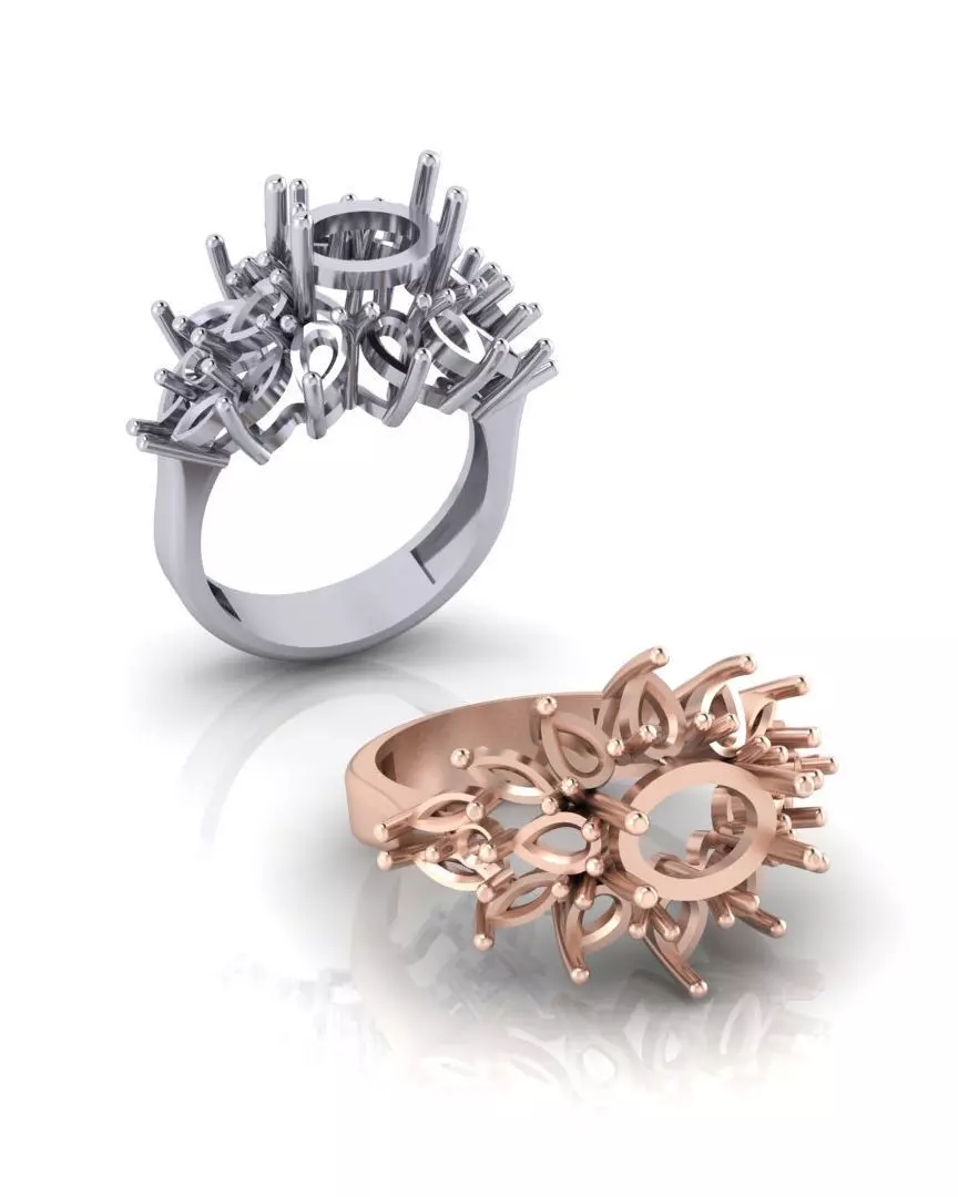 marquise and pear jewelry ring 3D print model_0