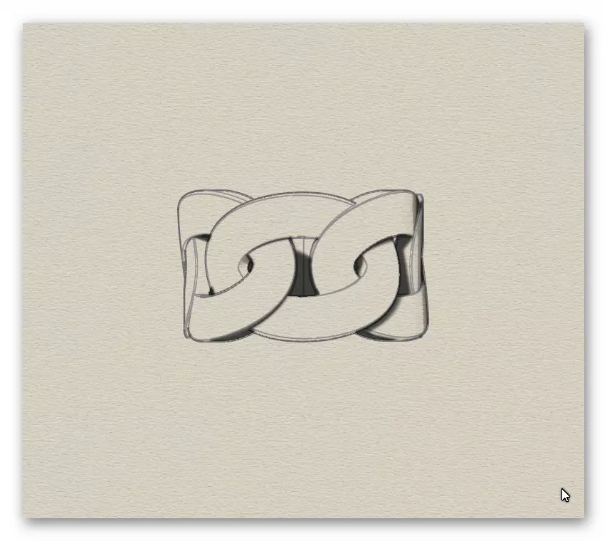 curb link shape gold ring 3D print model_5