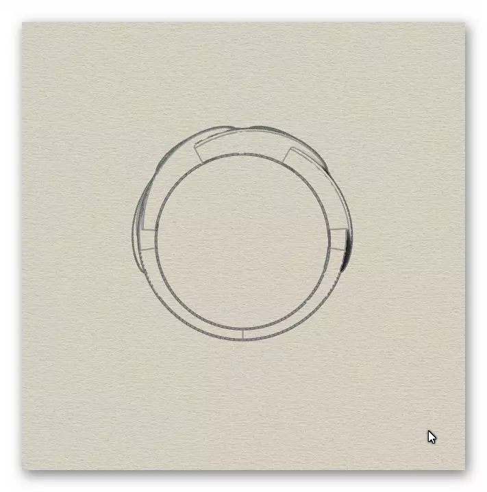 curb link shape gold ring 3D print model_7