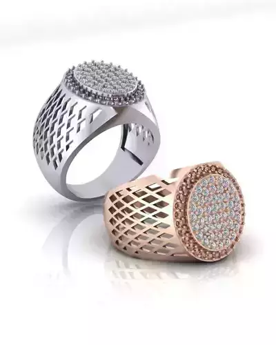 pave setting oval man jewelry ring 