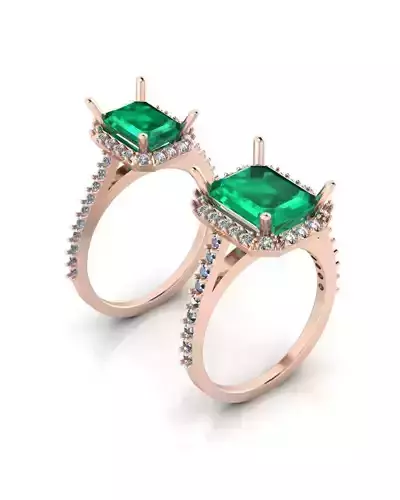 emerald halo 2 size engagement jewelry ring 