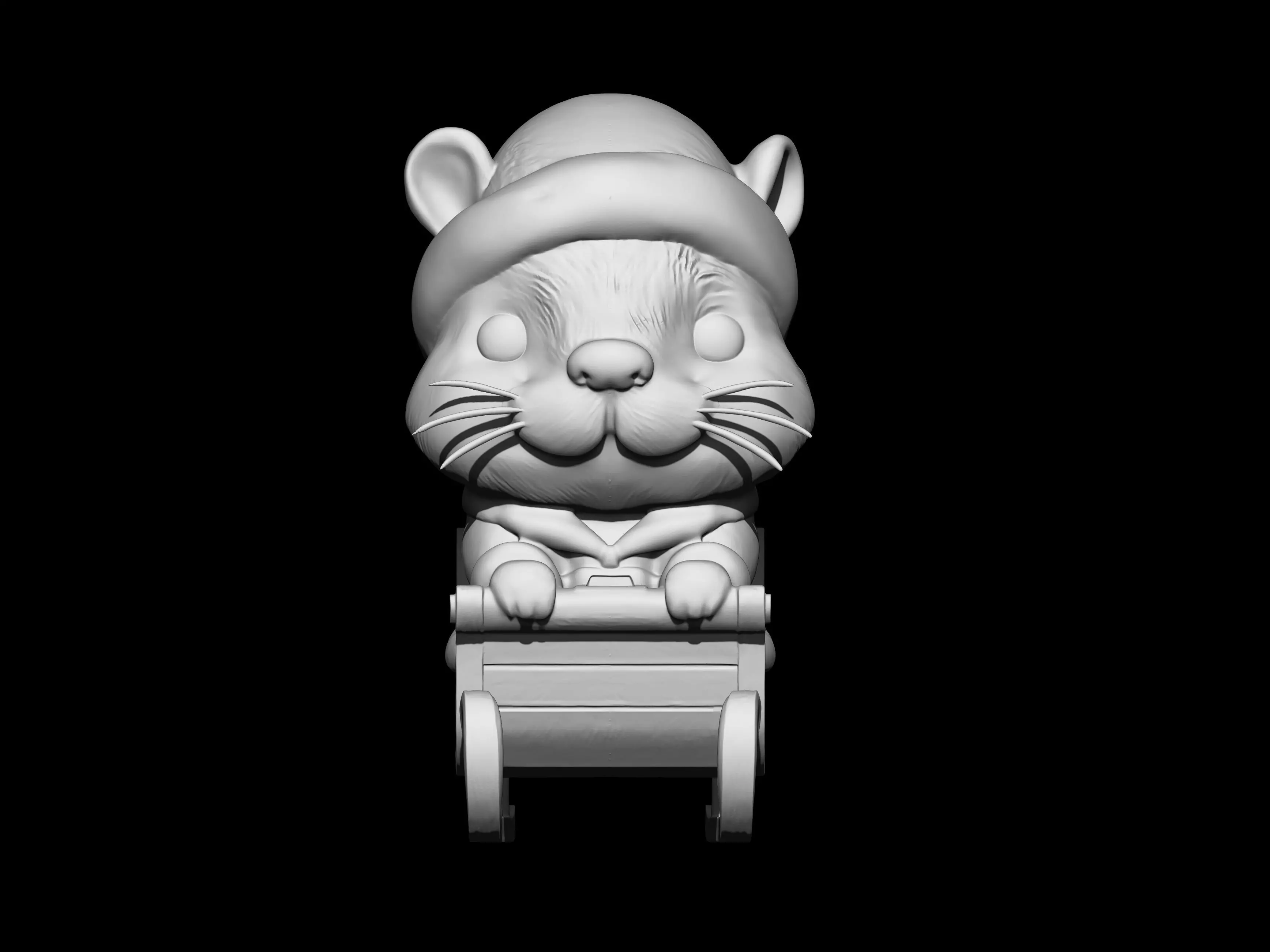 Cute Santa Mouse on a Sled 3D print model_3