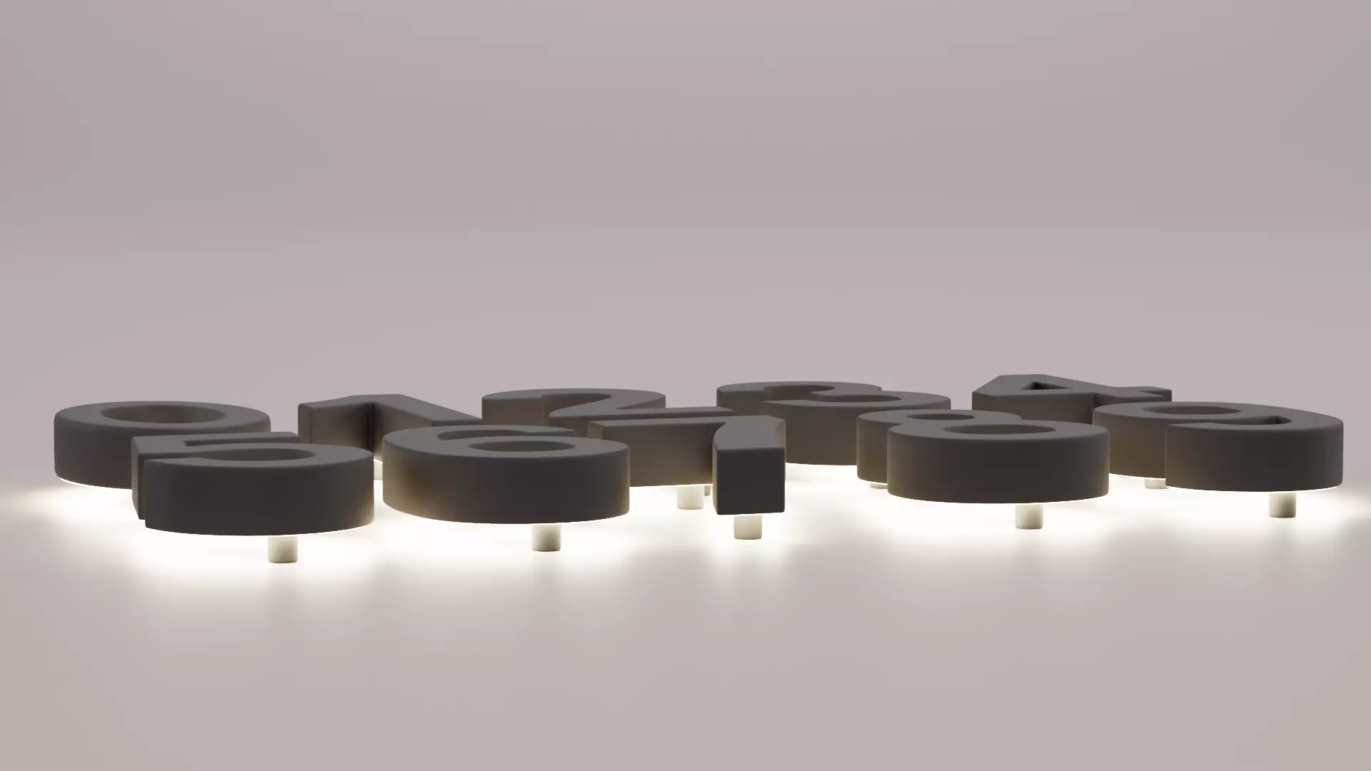 Illuminated Numbers - Light Digits Wall Set Low-poly 3D model_6