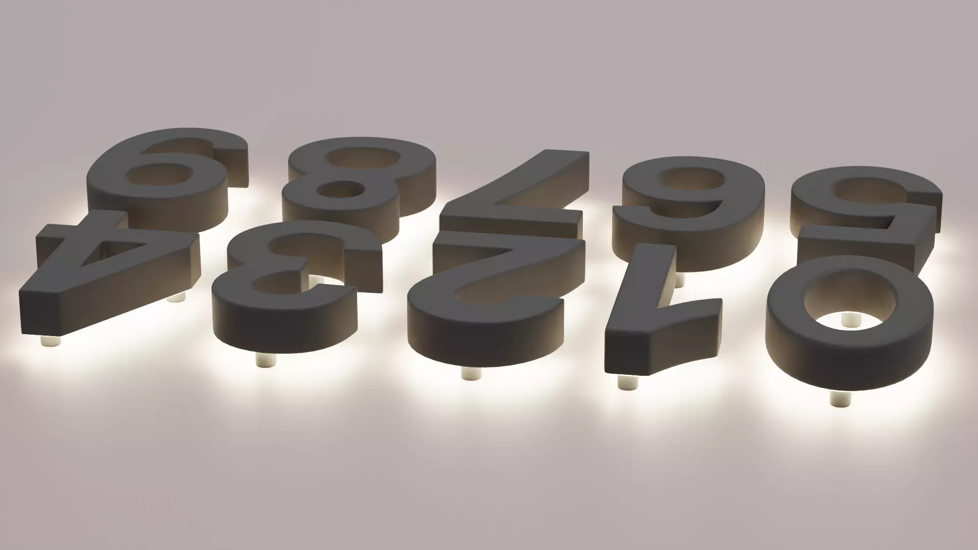 Illuminated Numbers - Light Digits Wall Set Low-poly 3D model_4