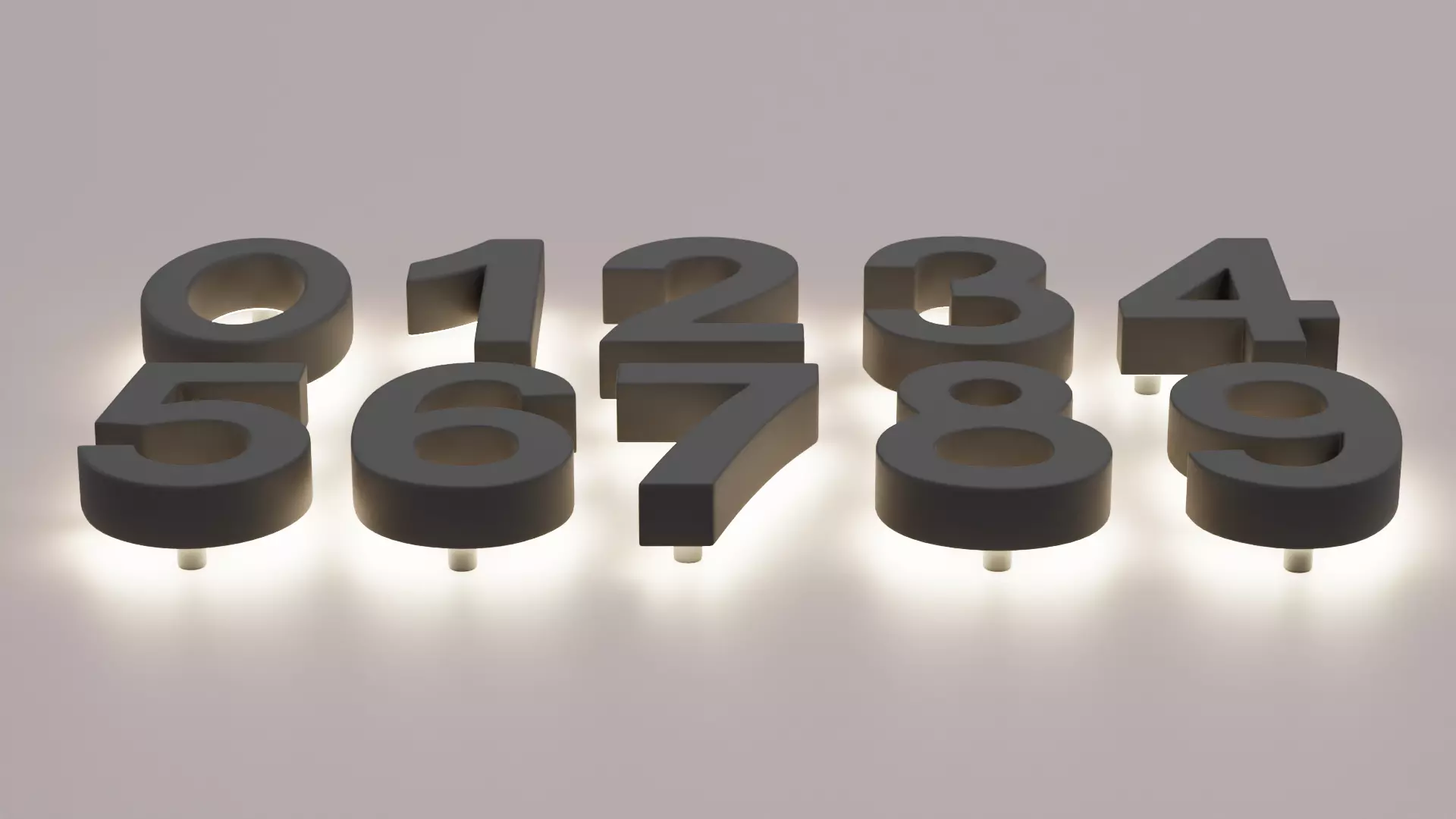 Illuminated Numbers - Light Digits Wall Set Low-poly 3D model_2