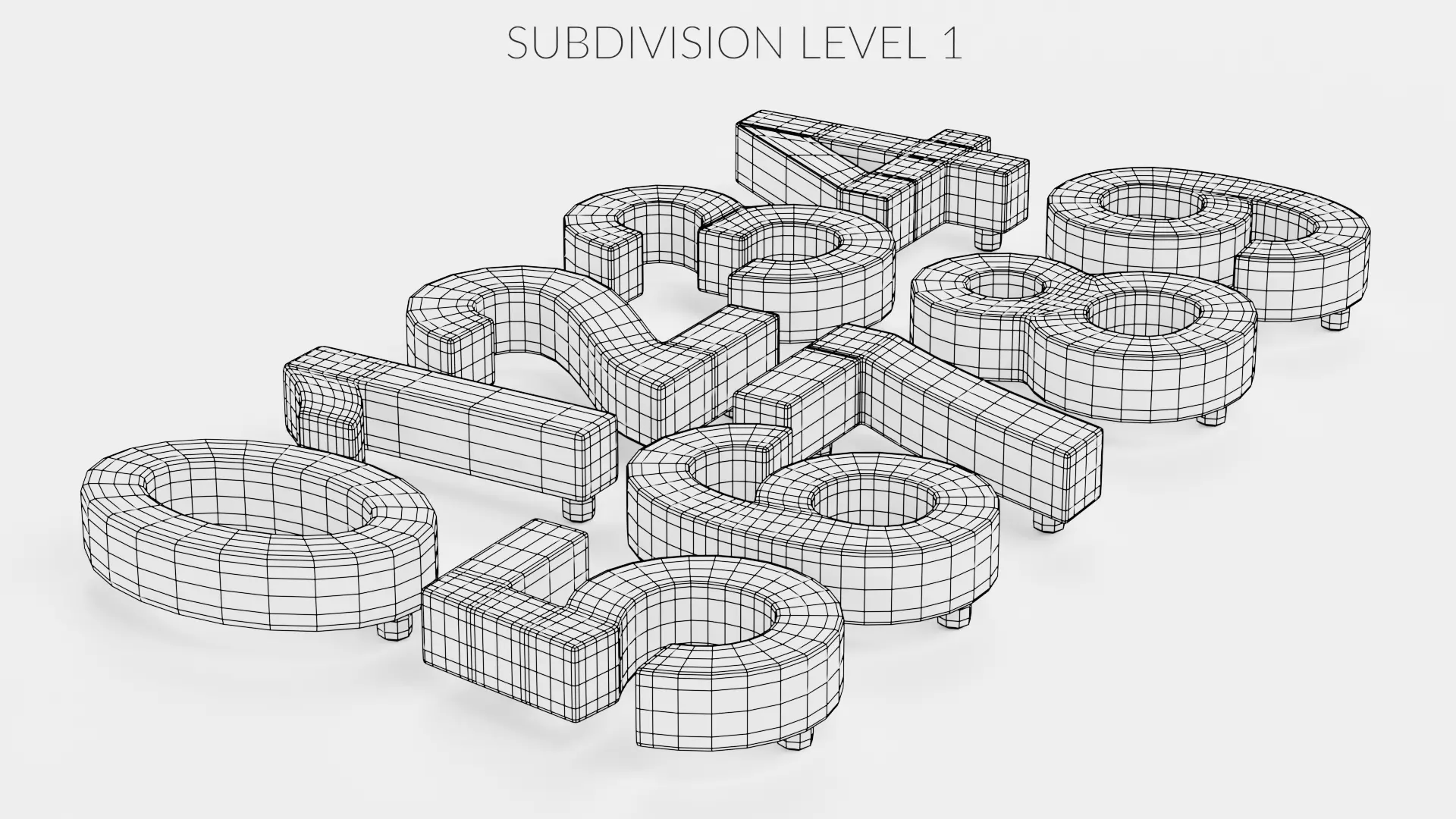 Illuminated Numbers - Light Digits Wall Set Low-poly 3D model_12