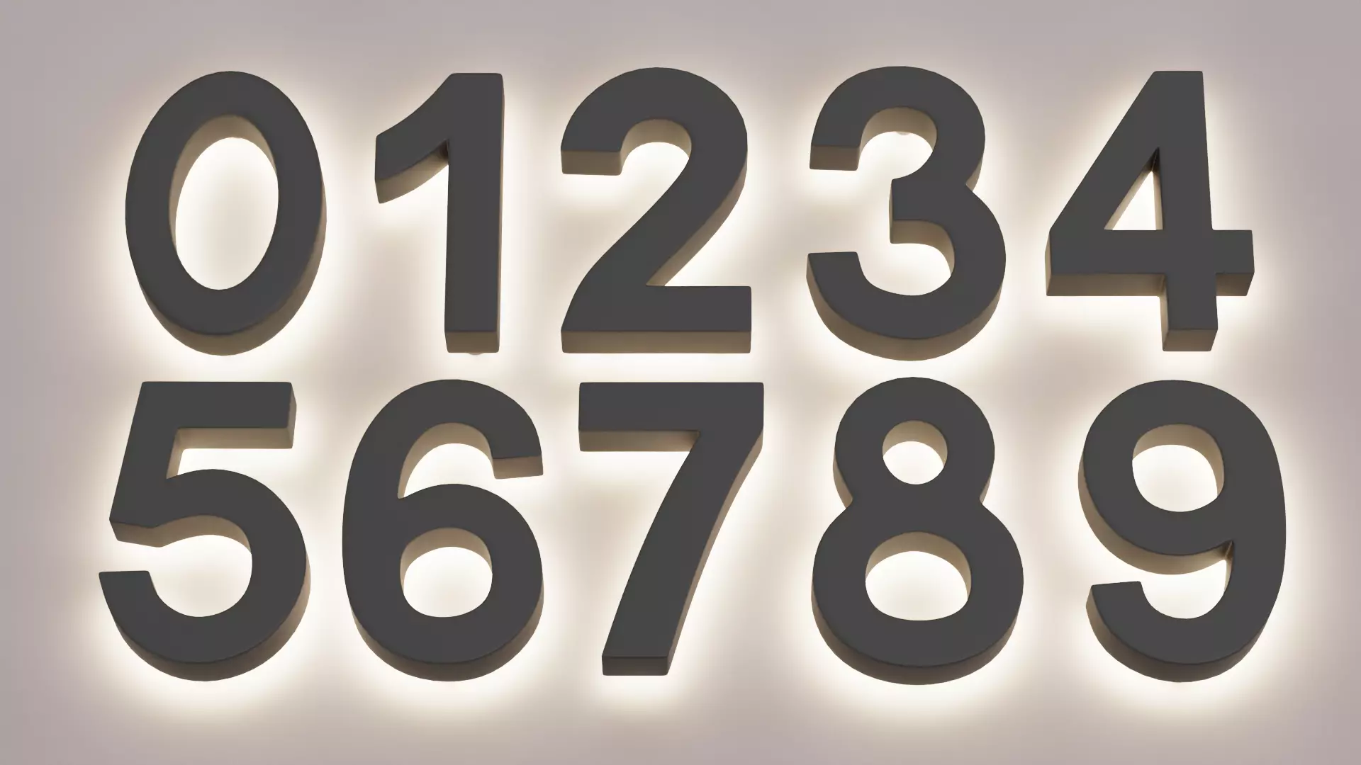 Illuminated Numbers - Light Digits Wall Set Low-poly 3D model_0