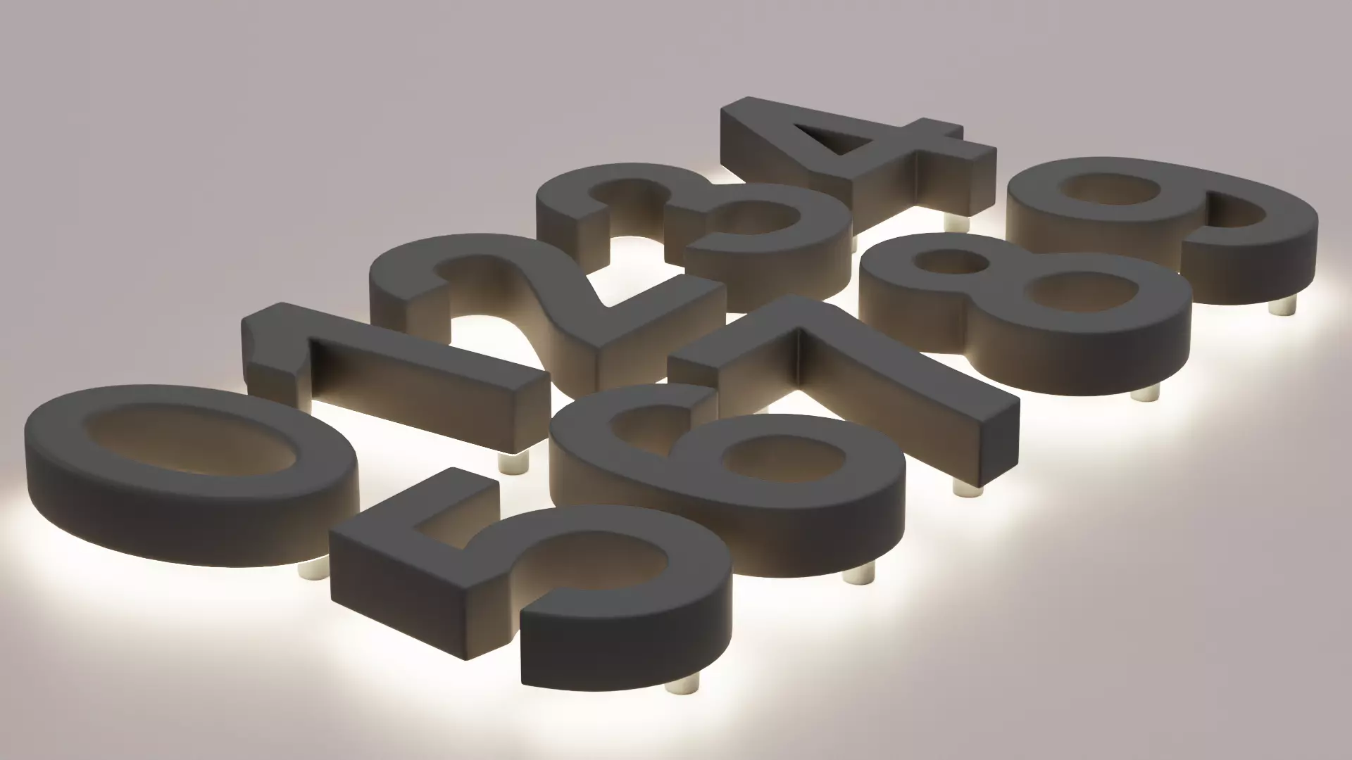 Illuminated Numbers - Light Digits Wall Set Low-poly 3D model_3