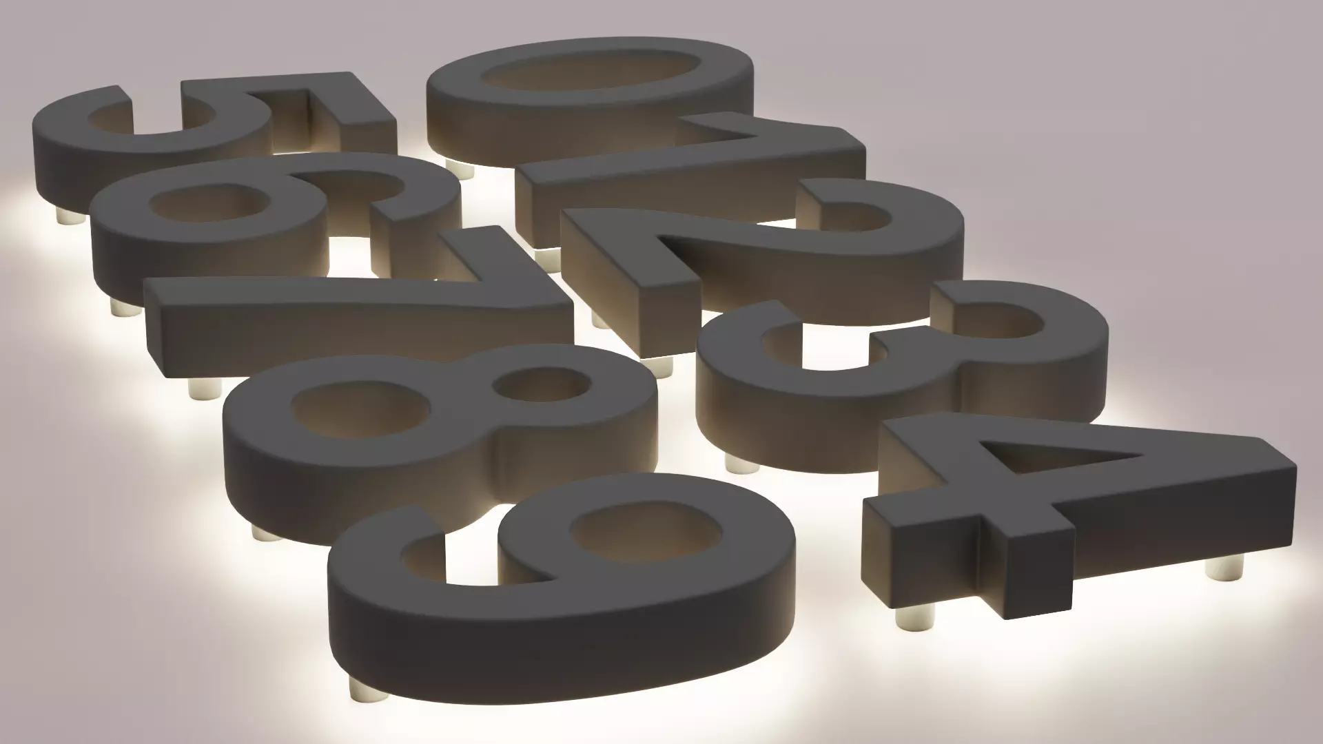 Illuminated Numbers - Light Digits Wall Set Low-poly 3D model_5