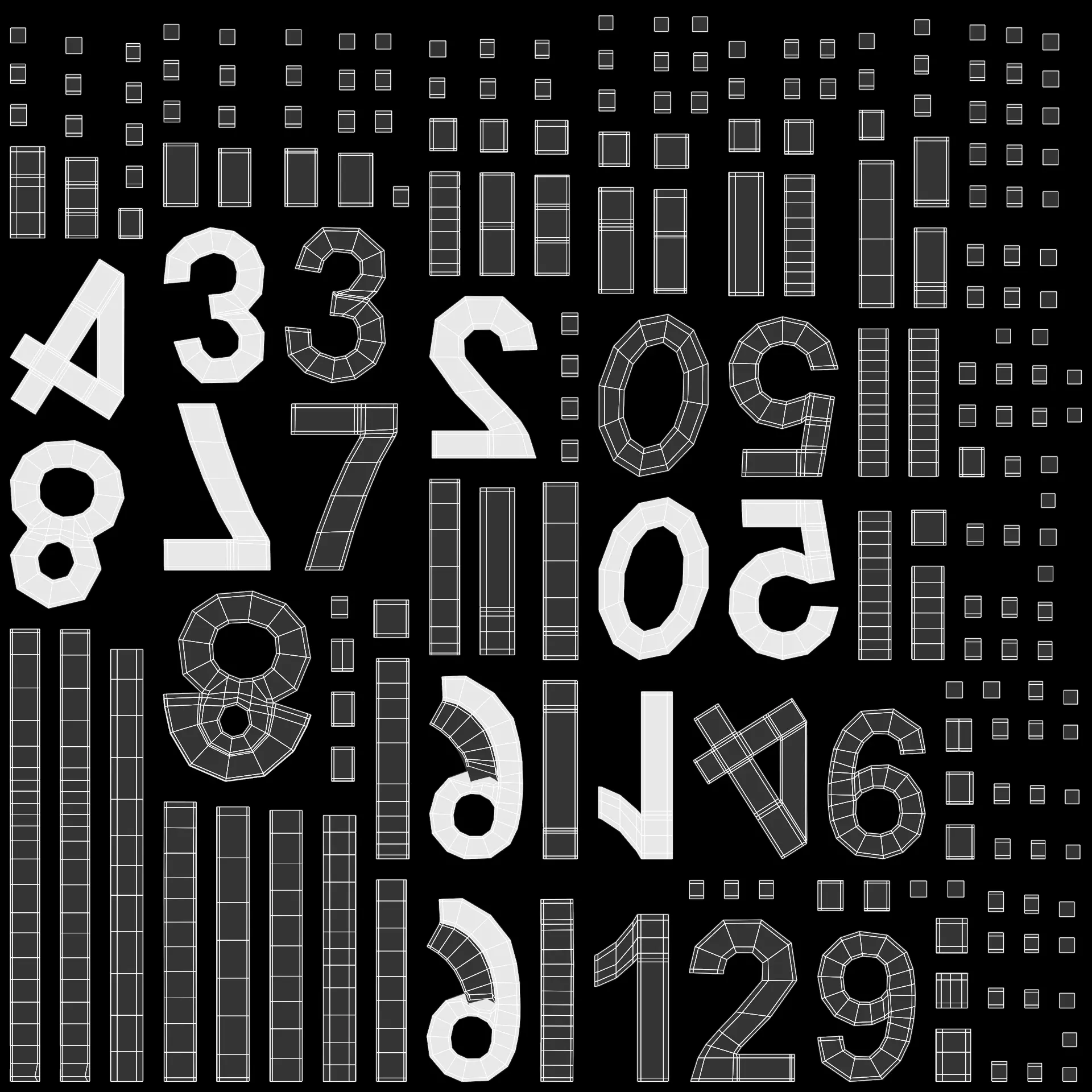 Illuminated Numbers - Light Digits Wall Set Low-poly 3D model_8