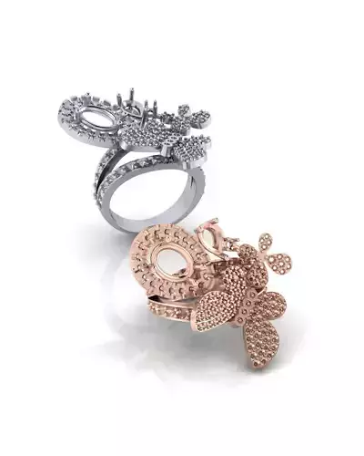 butterfly pave setting jewelry ring 