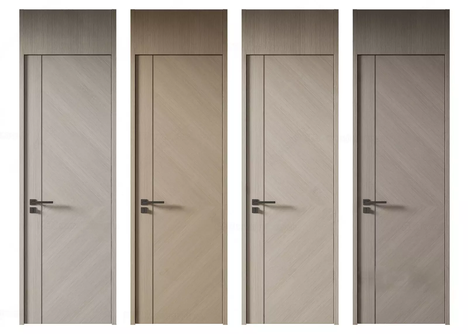 Modern Minimalist Interior Door Collection with Wooden Finish 3D model_0