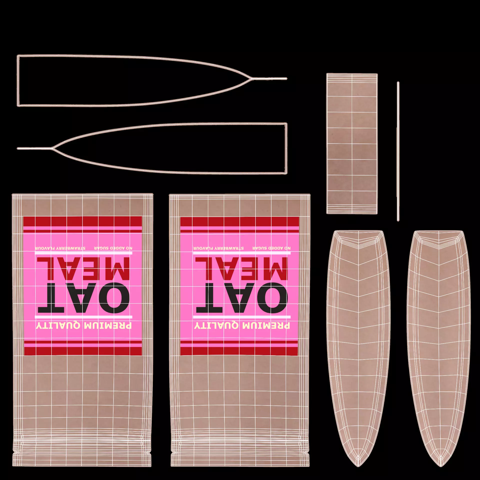 Oat Meal - Product Concept Packaging Low-poly 3D model_6