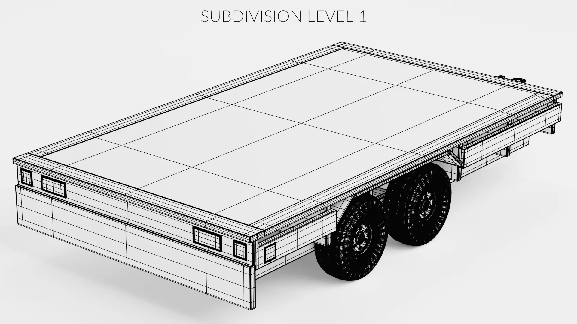 Old Utility Trailer V1 - Compact Drop Deck Vehicle Base Low-poly 3D model_11
