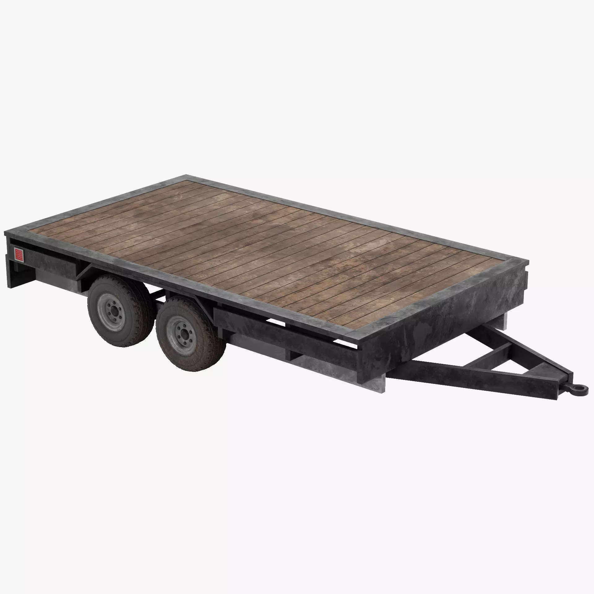 Old Utility Trailer V1 - Compact Drop Deck Vehicle Base Low-poly 3D model_12