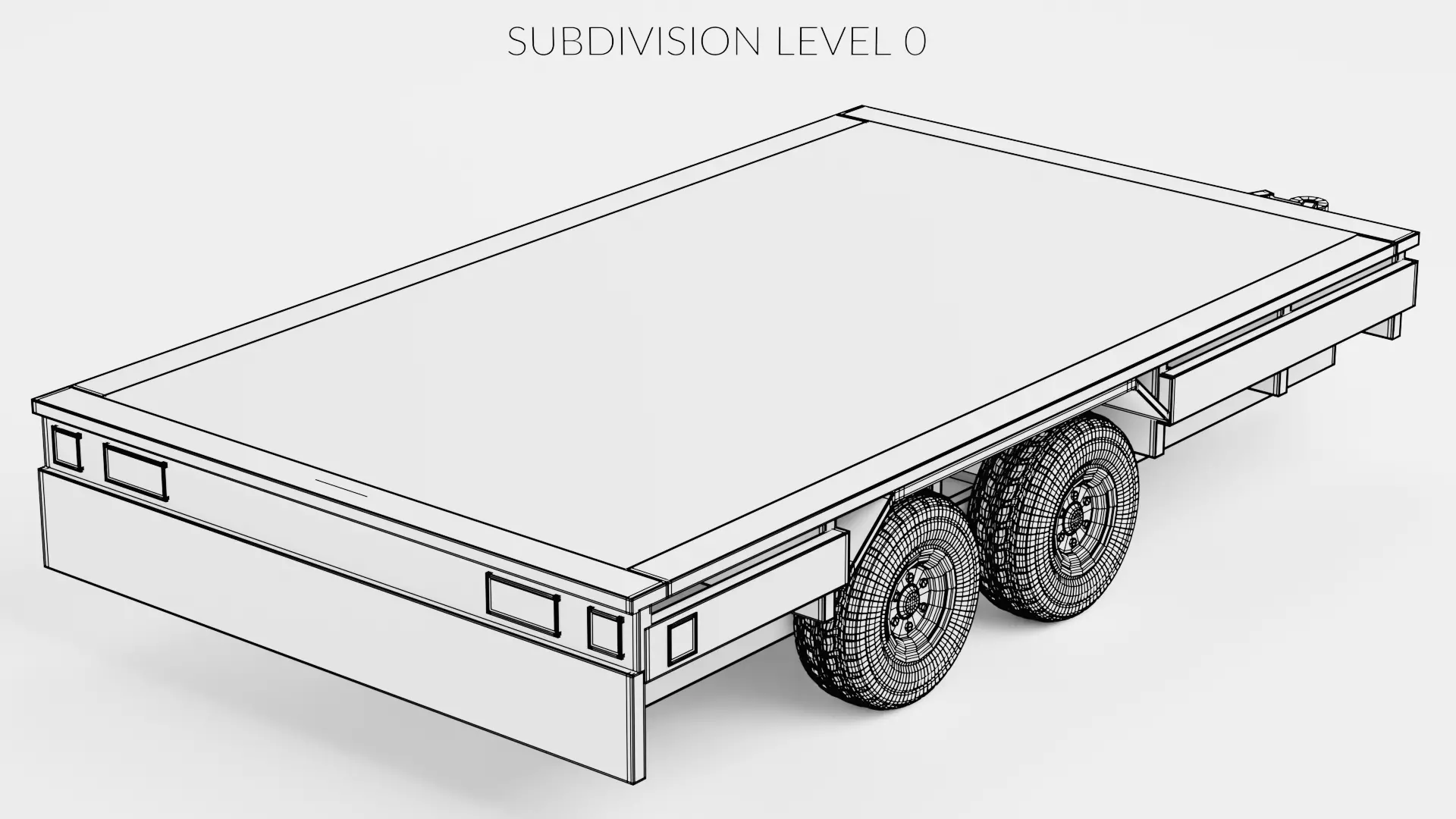Old Utility Trailer V1 - Compact Drop Deck Vehicle Base Low-poly 3D model_10