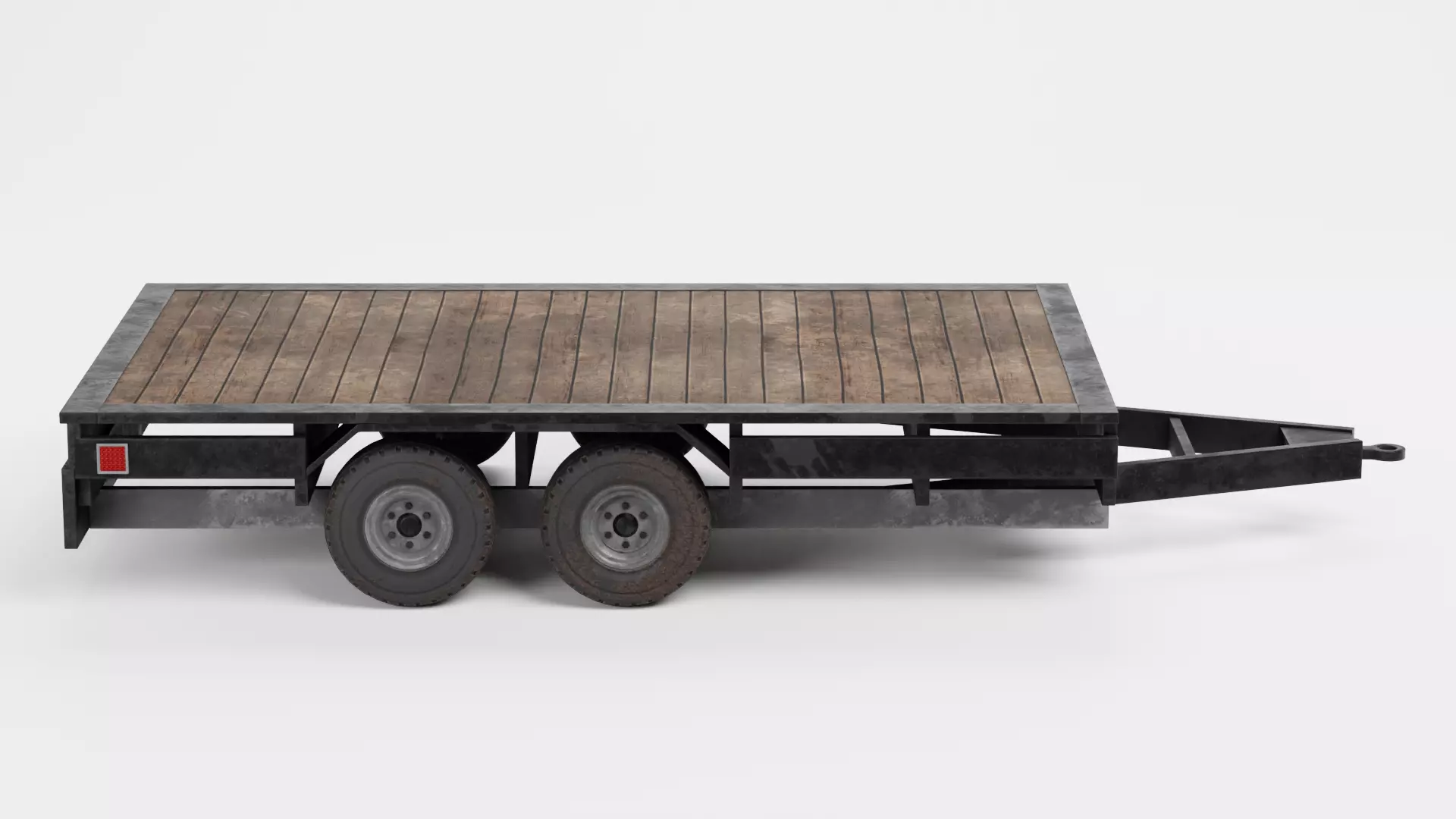 Old Utility Trailer V1 - Compact Drop Deck Vehicle Base Low-poly 3D model_1