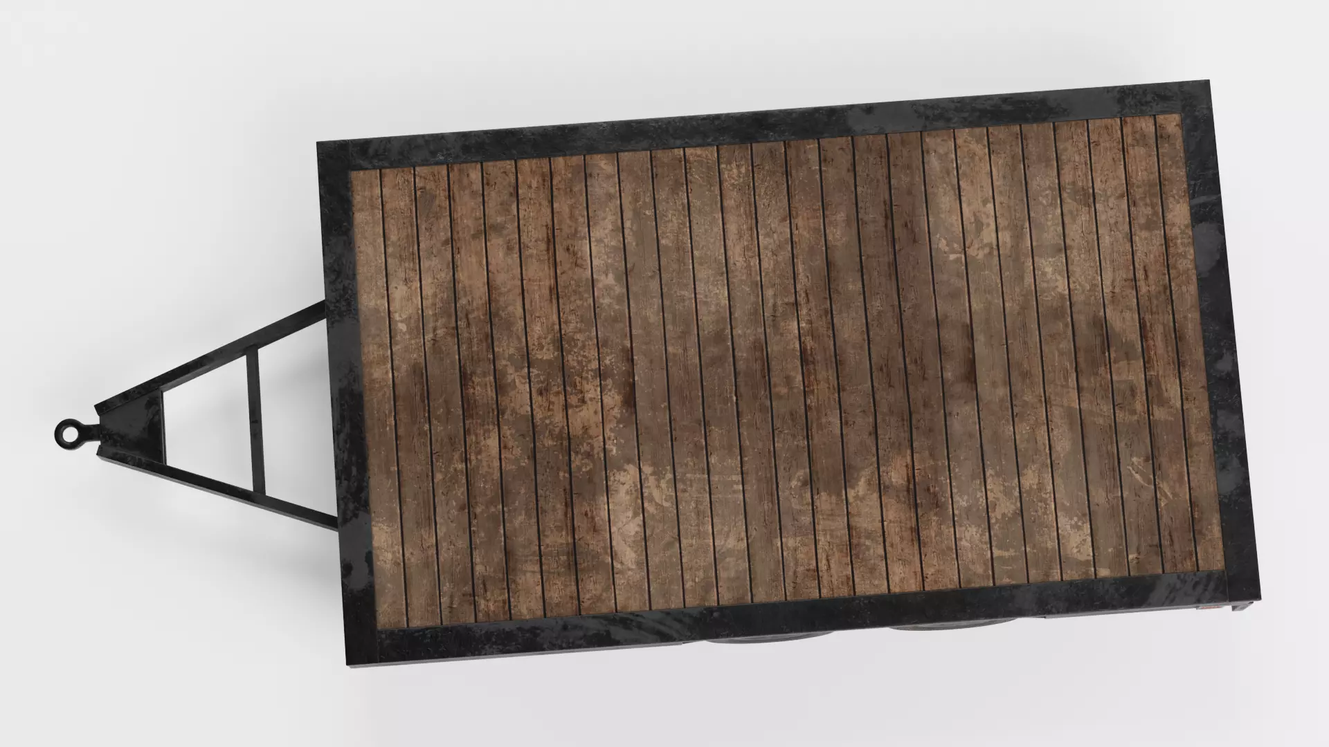 Old Utility Trailer V1 - Compact Drop Deck Vehicle Base Low-poly 3D model_5