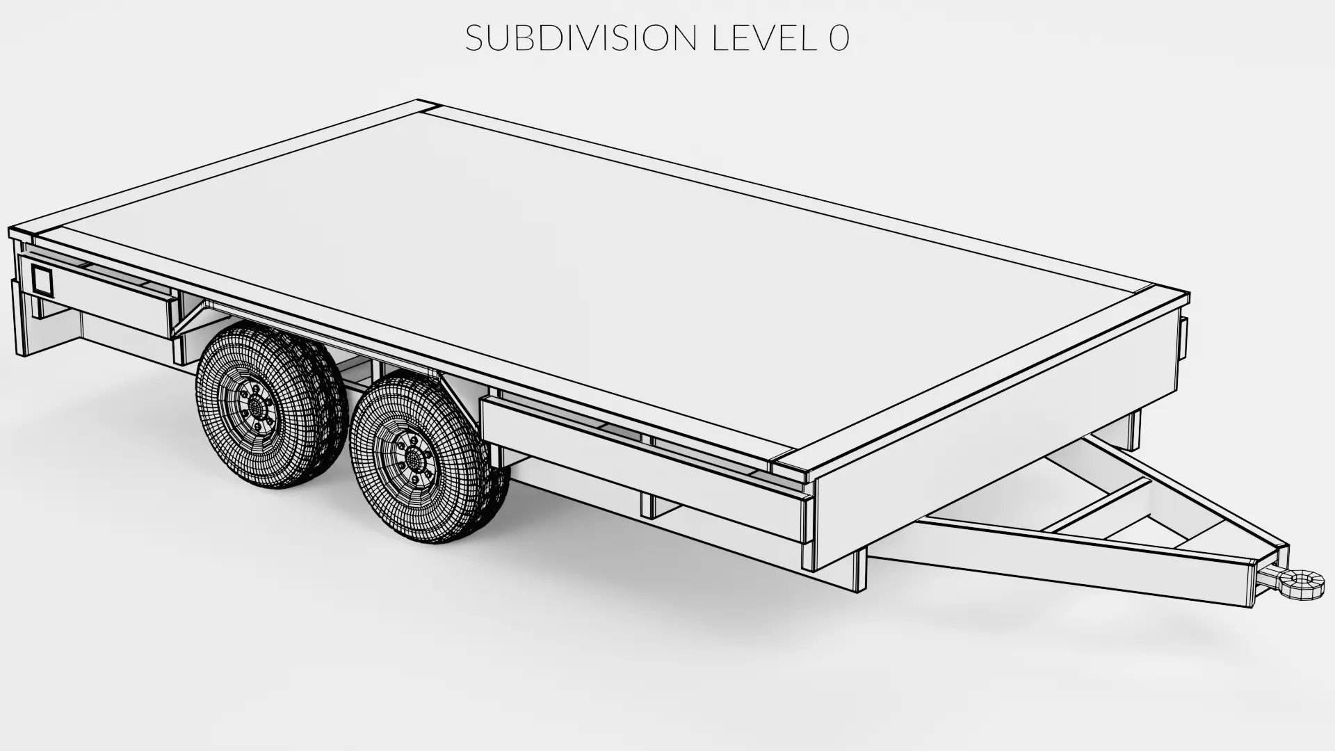Old Utility Trailer V1 - Compact Drop Deck Vehicle Base Low-poly 3D model_8