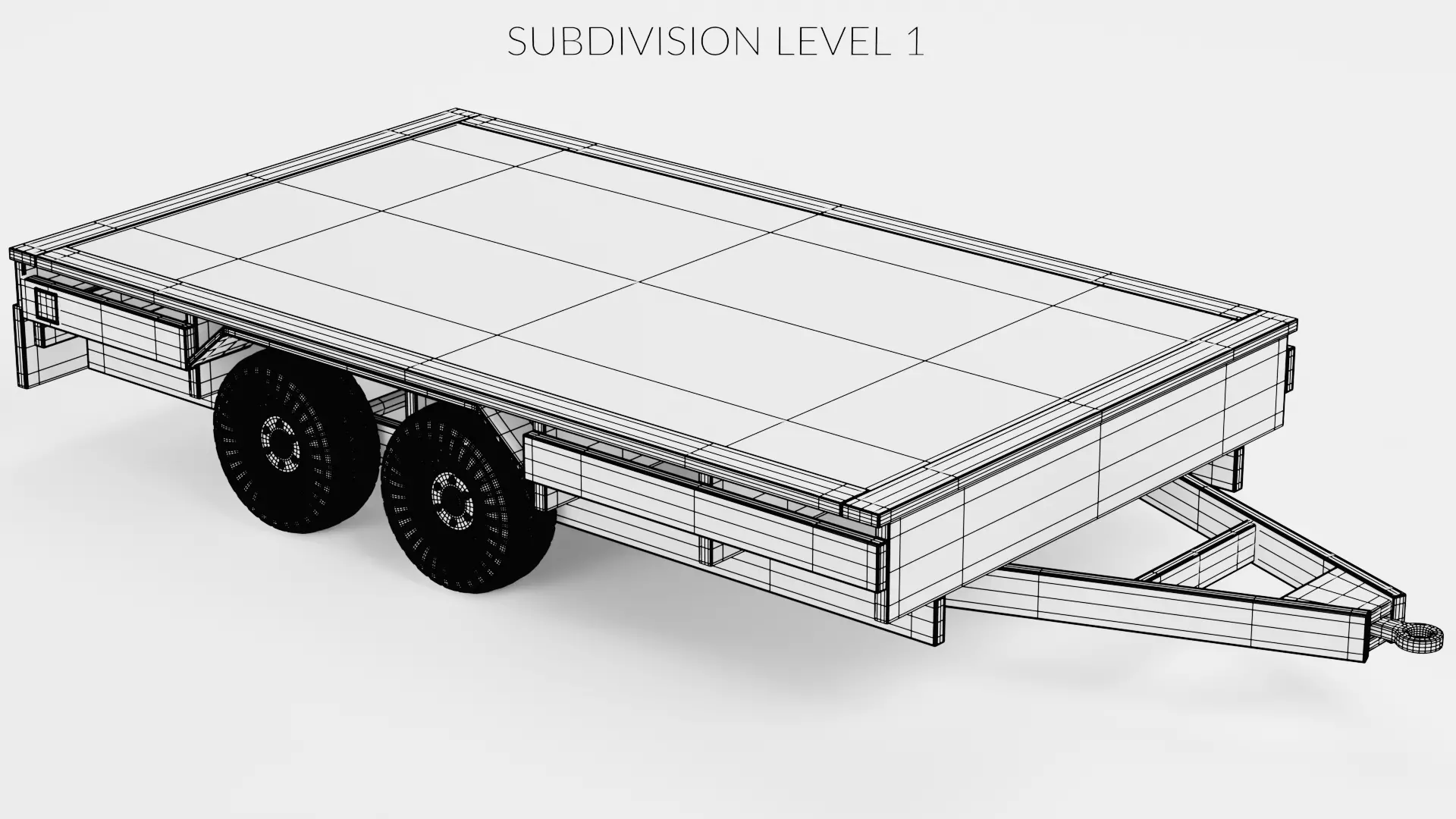 Old Utility Trailer V1 - Compact Drop Deck Vehicle Base Low-poly 3D model_9