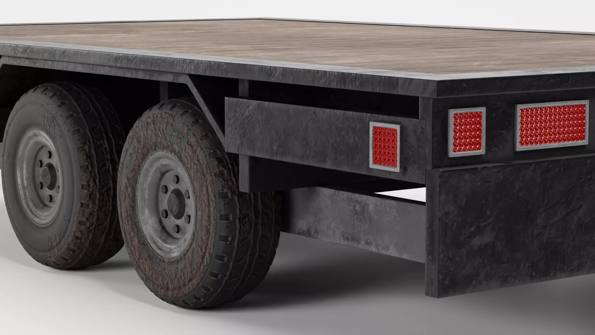 Old Utility Trailer V1 - Compact Drop Deck Vehicle Base Low-poly 3D model_6