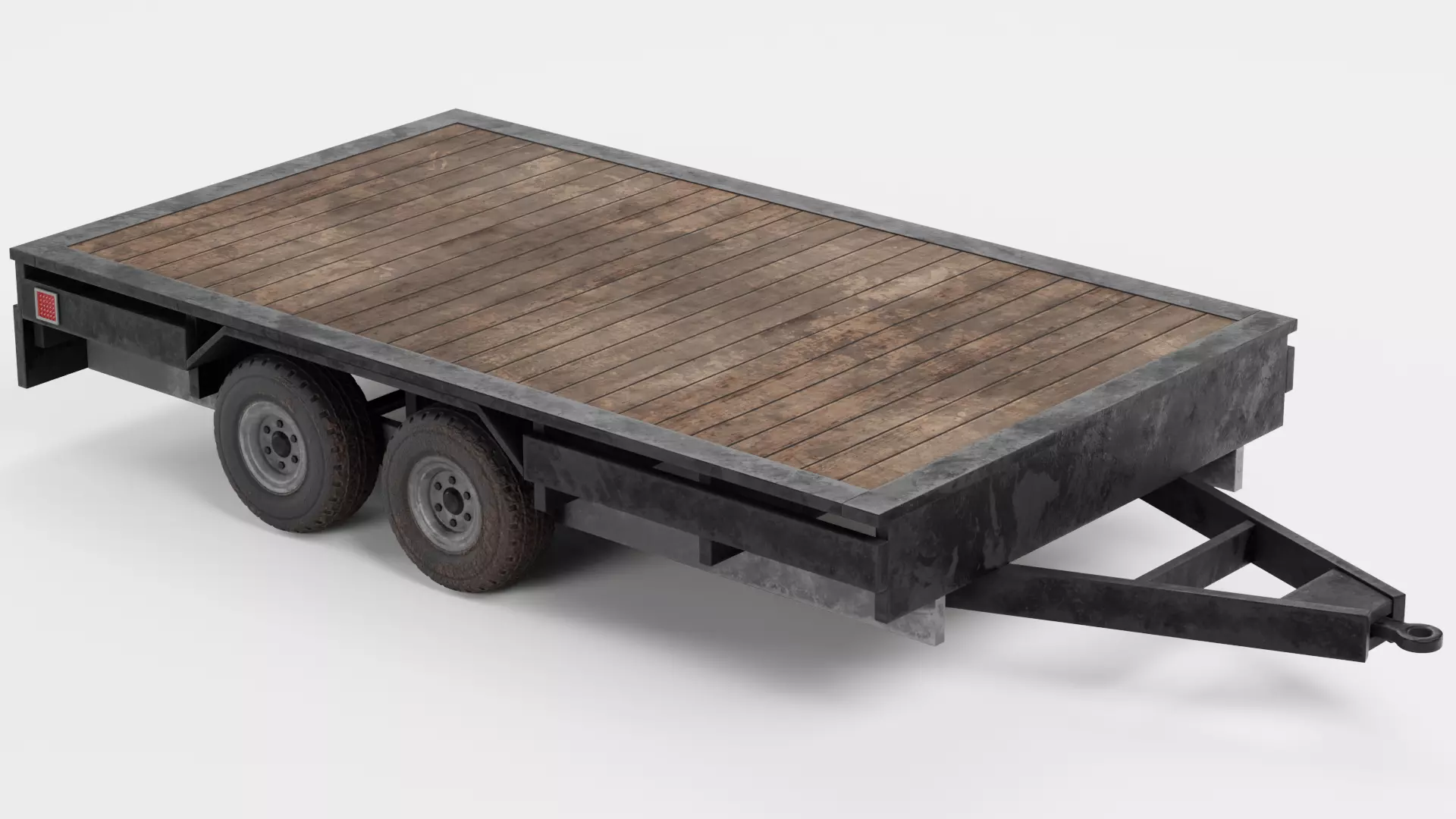 Old Utility Trailer V1 - Compact Drop Deck Vehicle Base Low-poly 3D model_0