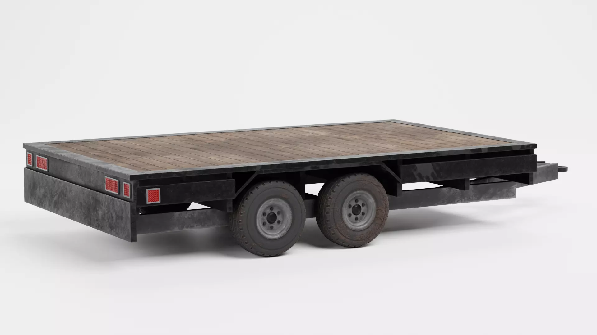 Old Utility Trailer V1 - Compact Drop Deck Vehicle Base Low-poly 3D model_2