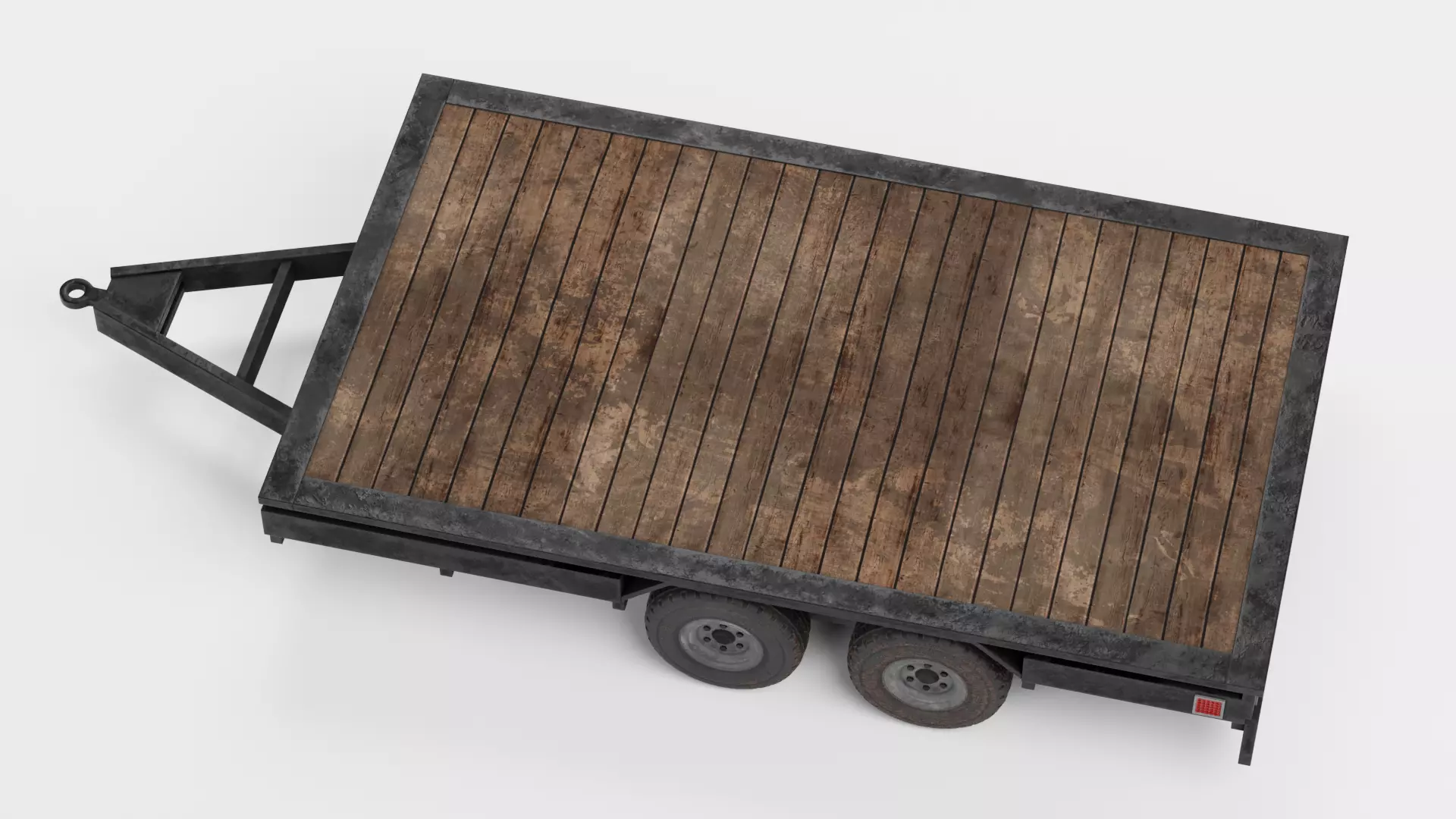 Old Utility Trailer V1 - Compact Drop Deck Vehicle Base Low-poly 3D model_4