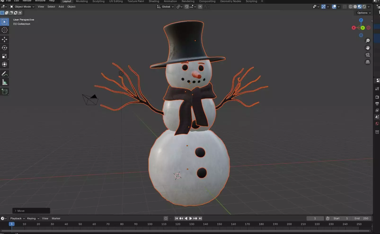 SNOWMAN christmas Low-poly 3D model_11